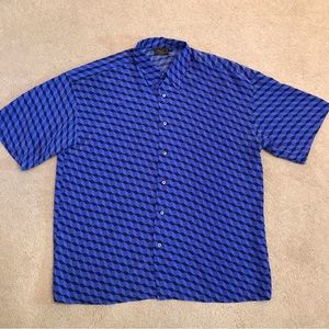 Monzini Vintage 80s Mens Short Sleeve Shirt 2X XXL Relaxed Fit Q Bert USA Made